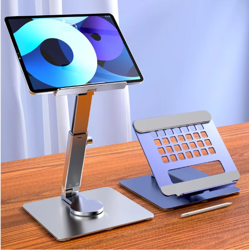 360° Roterende Aluminium Tabletstandaard – Opvouwbaar en Verstelbaar Bureauhouder