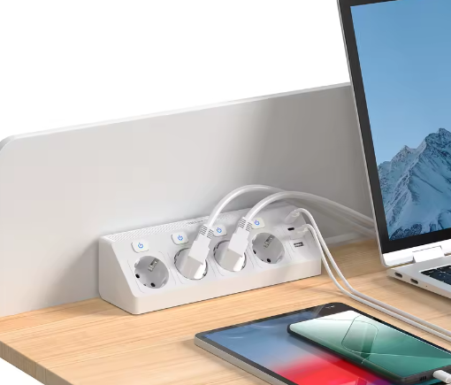 Desktop Stekkerdoos met USB en Individuele Schakelaars – 2 m Verlengsnoer