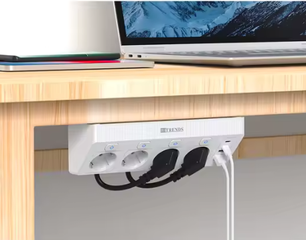 Desktop Stekkerdoos met USB en Individuele Schakelaars – 2 m Verlengsnoer