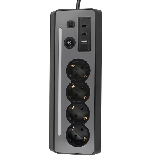 Stekkerdoos met 4 Stopcontacten, USB en Type-C met Schakelaar