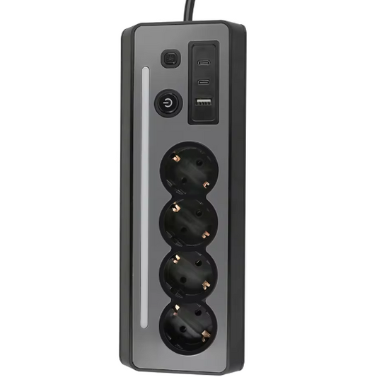 Stekkerdoos met 4 Stopcontacten, USB en Type-C met Schakelaar