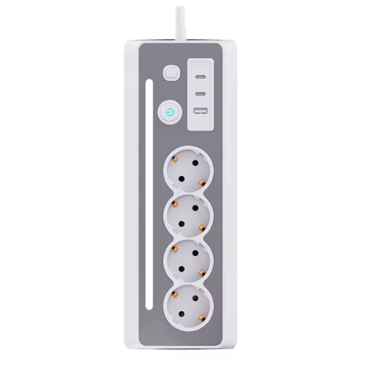 Stekkerdoos met 4 Stopcontacten, USB en Type-C met Schakelaar