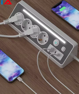 Stekkerdoos met 4 Stopcontacten, USB en Type-C met Schakelaar