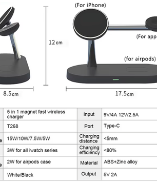 3-in-1 Draadloze Opladerstandaard Magnetisch Snellaadstation