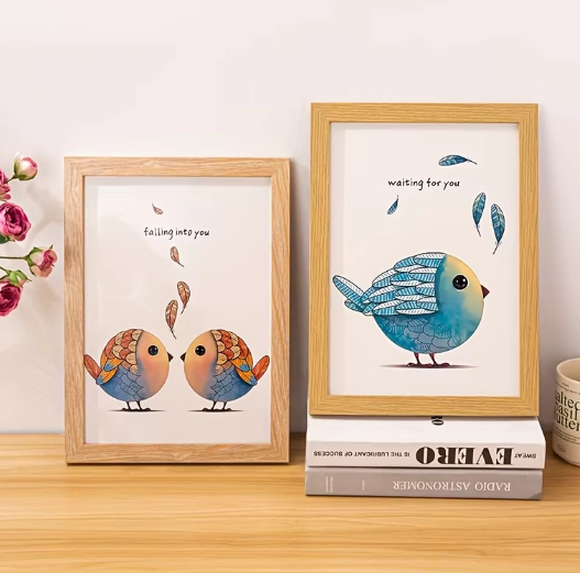 Set van 2 Houten Fotolijsten – Vintage Wandmontage Frames