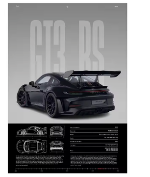 Minimalistische Sportwagen Poster op Canvas – GT3-RS Stijl Supercar Wanddecoratie voor Interieur