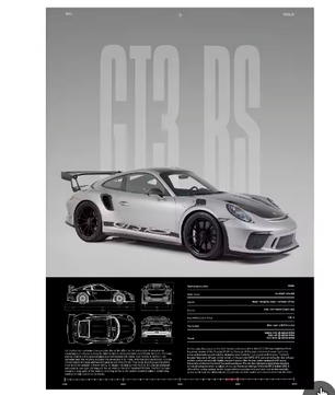 Minimalistische Sportwagen Poster op Canvas – GT3-RS Stijl Supercar Wanddecoratie voor Interieur