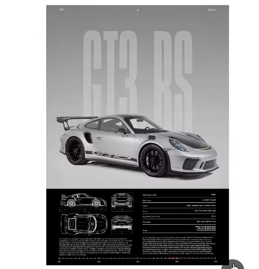 Minimalistische Sportwagen Poster op Canvas – GT3-RS Stijl Supercar Wanddecoratie voor Interieur