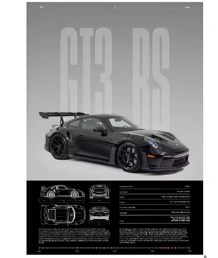 Minimalistische Sportwagen Poster op Canvas – GT3-RS Stijl Supercar Wanddecoratie voor Interieur
