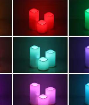 Set van 3 RGB LED Kaarsen – Vlamloze Pijlerkaarsen met Afstandsbediening en Timer