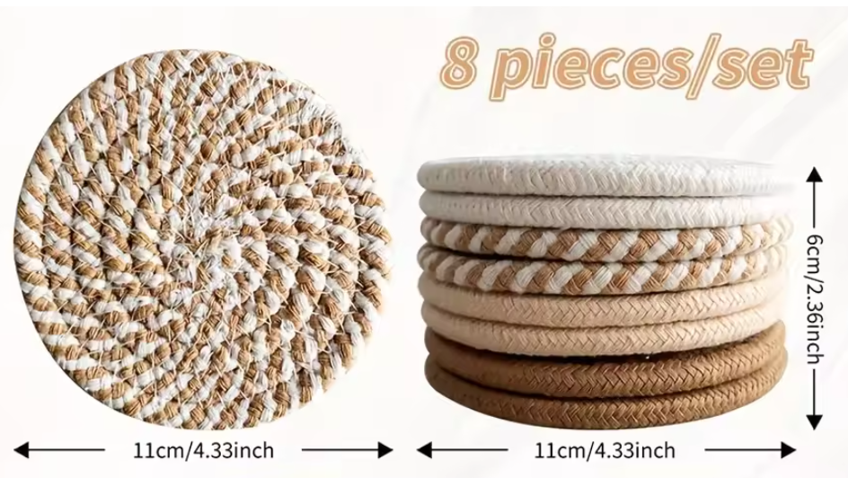 Onderzetters Set van 8 – Absorberende Drankonderzetters voor Tafel