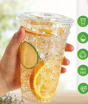 Set van 50 Wegwerp Plastic Bekers met Deksels – 12/16 oz Bekers voor IJskoffie, Smoothies en Koude Drankjes