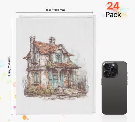 Set van 24 Canvas Schilderpanelen – Schilderdoeken voor Acryl, Olieverf en Aquarel