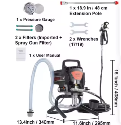 Airless Elektrische Verfspuit 3000 PSI – Verfspuitmachine voor Muren en Meubels
