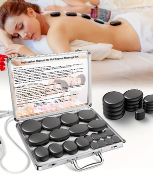 Hot Stone Massageset met Verwarming en Temperatuurregeling – Professionele Basalt Stenen voor Ontspanning en Spiertherapie