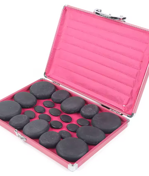20-delige Hot Stone Massageset met Verwarmingsbox – Basalt Massagestenen voor Professionele Spa en Ontspanning