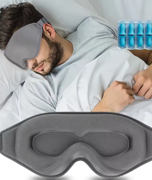 3D Slaapmasker met Oordoppen – Lichtdicht en Verstelbaar voor Diepe Slaap