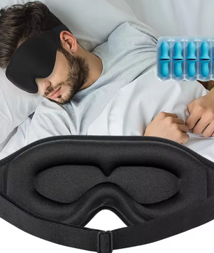 3D Slaapmasker met Oordoppen – Lichtdicht en Verstelbaar voor Diepe Slaap
