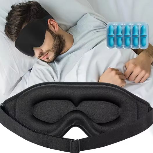 3D Slaapmasker met Oordoppen – Lichtdicht en Verstelbaar voor Diepe Slaap