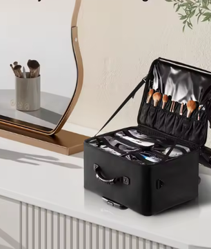 Rollende Make-up Koffer – Grote Opberg Organizer met Wielen en Handvat