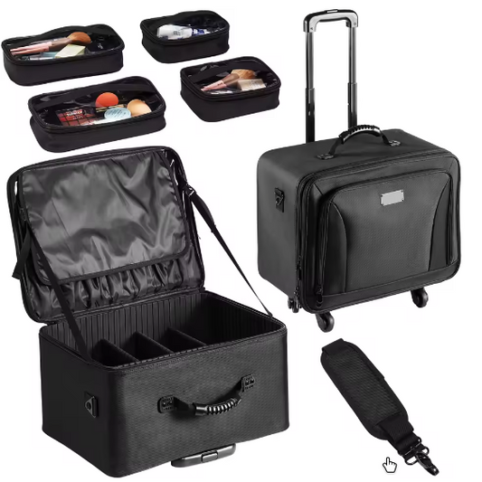 Rollende Make-up Koffer – Grote Opberg Organizer met Wielen en Handvat