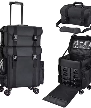 Professionele Rollende Make-up Koffer – Nylon Organizer met Wielen voor Reizen