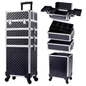 4-in-1 Rollende Make-up Trolley – Professionele Cosmetische Koffer met Grote Capaciteit en Afneembare Compartimenten