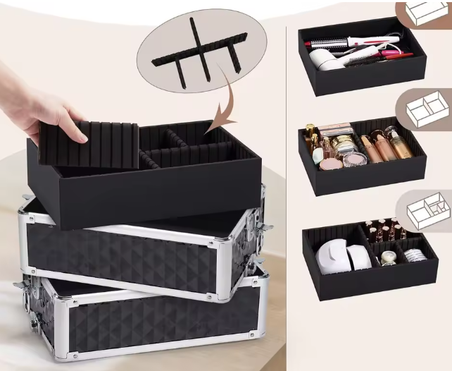 4-in-1 Rollende Make-up Trolley – Professionele Cosmetische Koffer met Grote Capaciteit en Afneembare Compartimenten