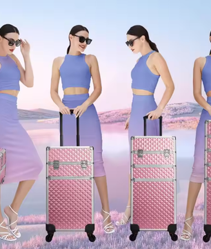 4-in-1 Rollende Make-up Trolley – Professionele Cosmetische Koffer met Grote Capaciteit en Afneembare Compartimenten