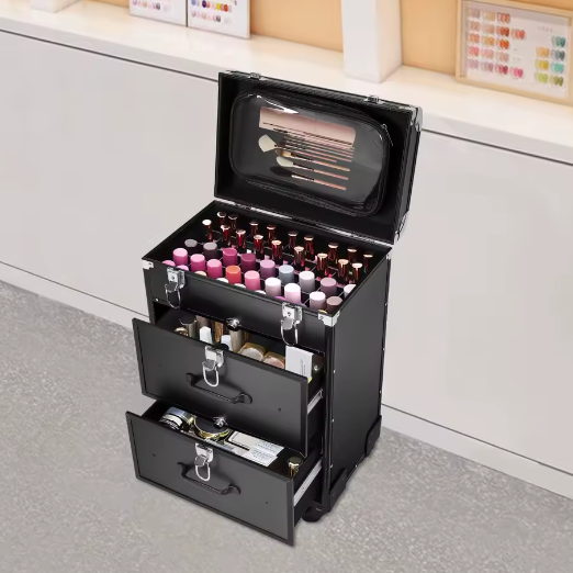 Rollende Make-up Koffer met 3 Laden – Professionele Beauty Trolley met Wielen