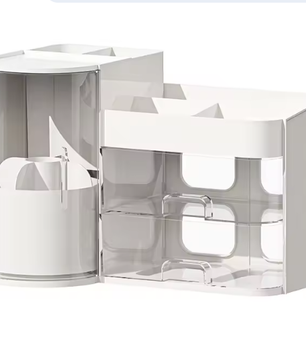 Roterende Make-up Organizer met Laden – Borstelhouder en Cosmetica Opbergdoos
