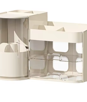 Roterende Make-up Organizer met Laden – Borstelhouder en Cosmetica Opbergdoos