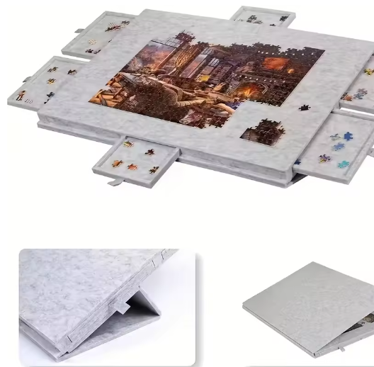 Opvouwbaar Vilten Puzzelbord met Beugel – Draagbare Puzzeltafel met Opbergfunctie