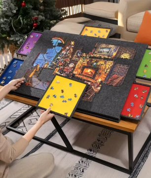 Opvouwbaar Vilten Puzzelbord met Beugel – Draagbare Puzzeltafel met Opbergfunctie
