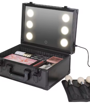 Make-up Reiskoffer met LED Spiegel – Waterdichte Organizer met Verstelbare Verdelers