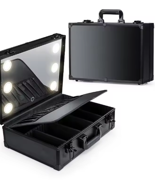 Make-up Reiskoffer met LED Spiegel – Waterdichte Organizer met Verstelbare Verdelers