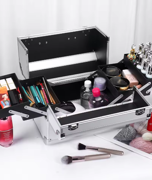Aluminium Make-up Koffer – Draagbare Cosmetische Organizer met Handvat