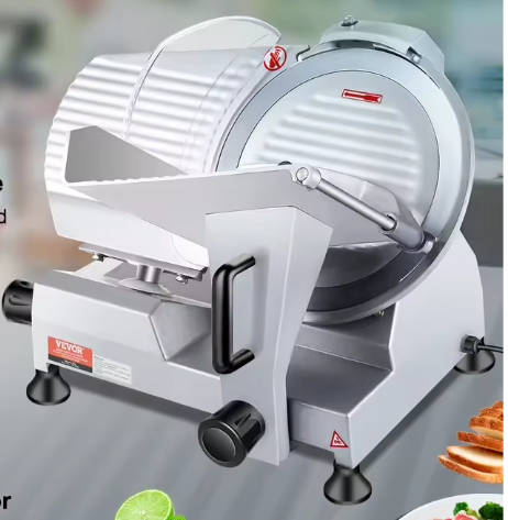 Commerciële Elektrische Vleessnijmachine – 10 Inch Koolstofstalen Mes, Instelbare Dikte en Krachtige Motor