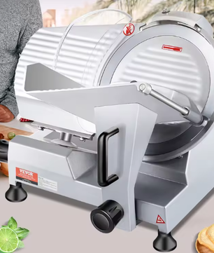 Commerciële Elektrische Vleessnijmachine – 10 Inch Koolstofstalen Mes, Instelbare Dikte en Krachtige Motor