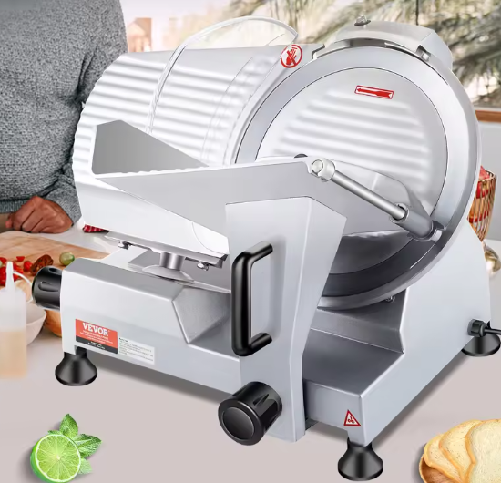 Commerciële Elektrische Vleessnijmachine – 10 Inch Koolstofstalen Mes, Instelbare Dikte en Krachtige Motor