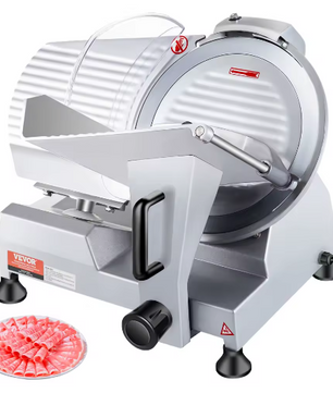 Commerciële Elektrische Vleessnijmachine – 10 Inch Koolstofstalen Mes, Instelbare Dikte en Krachtige Motor