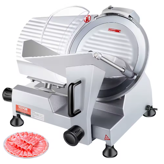 Commerciële Elektrische Vleessnijmachine – 10 Inch Koolstofstalen Mes, Instelbare Dikte en Krachtige Motor
