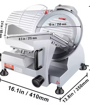 Commerciële Elektrische Vleessnijmachine – 10 Inch Koolstofstalen Mes, Instelbare Dikte en Krachtige Motor