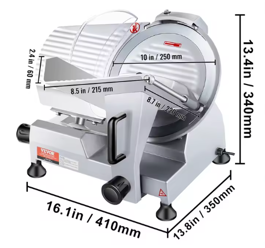 Commerciële Elektrische Vleessnijmachine – 10 Inch Koolstofstalen Mes, Instelbare Dikte en Krachtige Motor