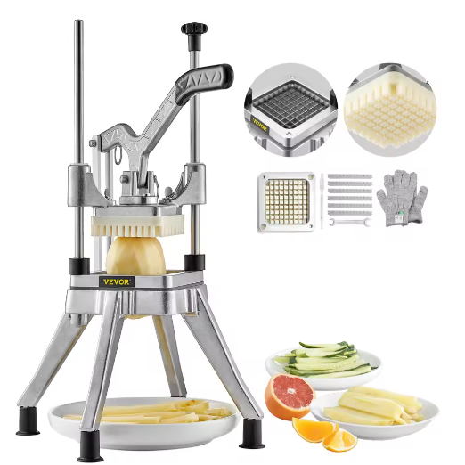 Commerciële Groente- en Fruitdicer – Professionele RVS Snijmachine voor Friet en Blokjes