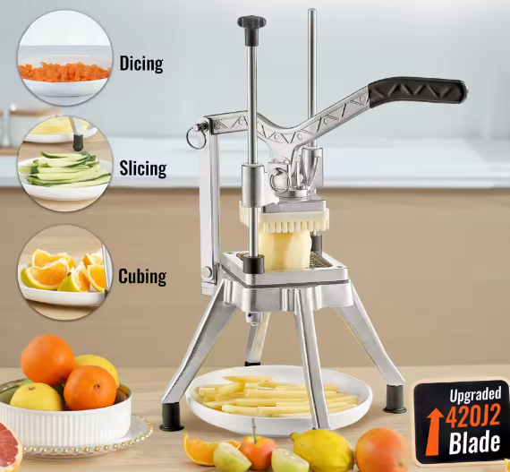 Commerciële Groente- en Fruitdicer – Professionele RVS Snijmachine voor Friet en Blokjes