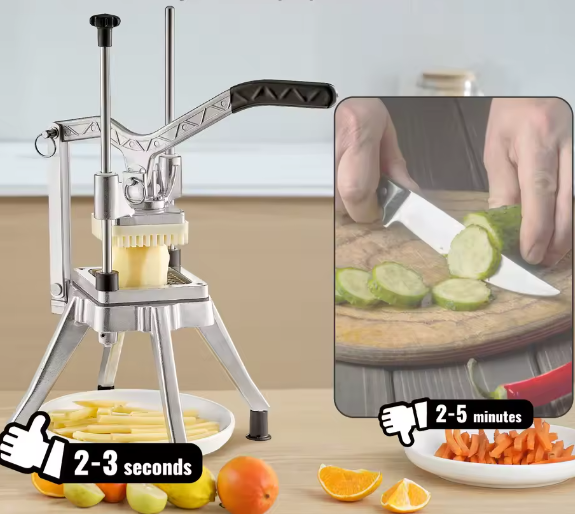 Commerciële Groente- en Fruitdicer – Professionele RVS Snijmachine voor Friet en Blokjes