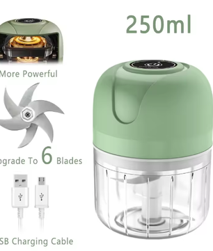 USB Draadloze Elektrische Knoflookstamper 250 ml – Compacte Groentehakker met 6 Messen
