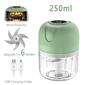 USB Draadloze Elektrische Knoflookstamper 250 ml – Compacte Groentehakker met 6 Messen