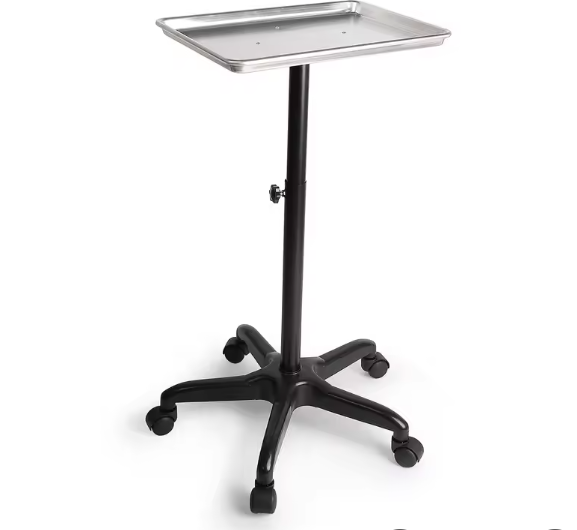 Kappers Trolley met Verstelbare Hoogte – Rollende Salonwagen met Aluminium Dienblad